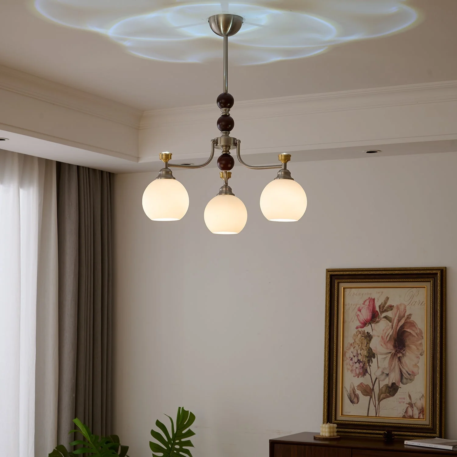 Eursoria Traditional Art Orb Wood Glass Chandelier - Image 42