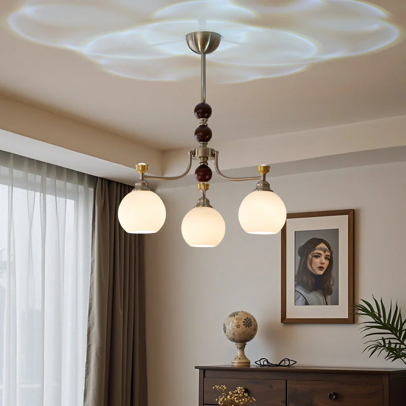 Eursoria Traditional Art Orb Wood Glass Chandelier - Image 43