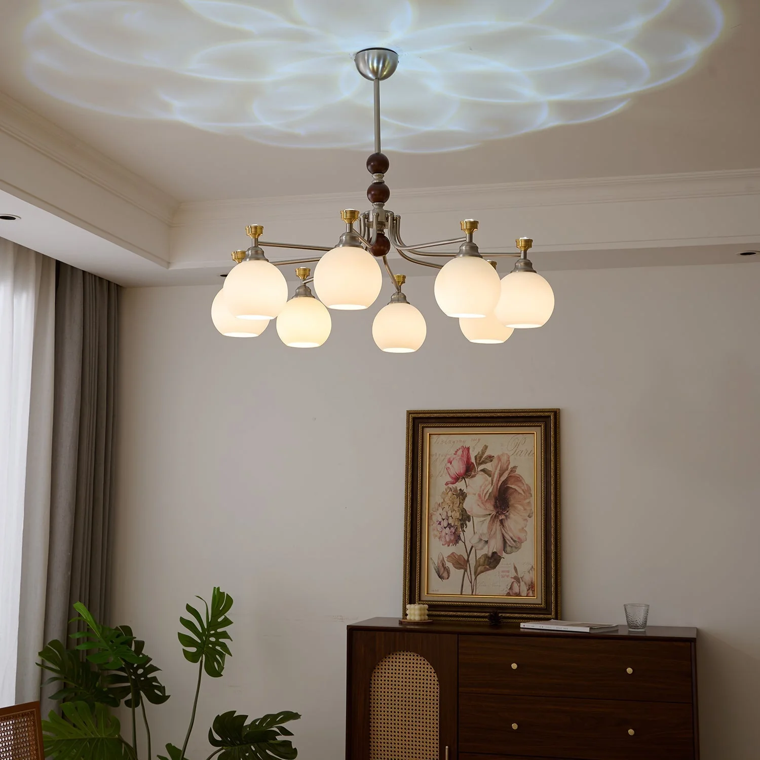 Eursoria Traditional Art Orb Wood Glass Chandelier - Image 44