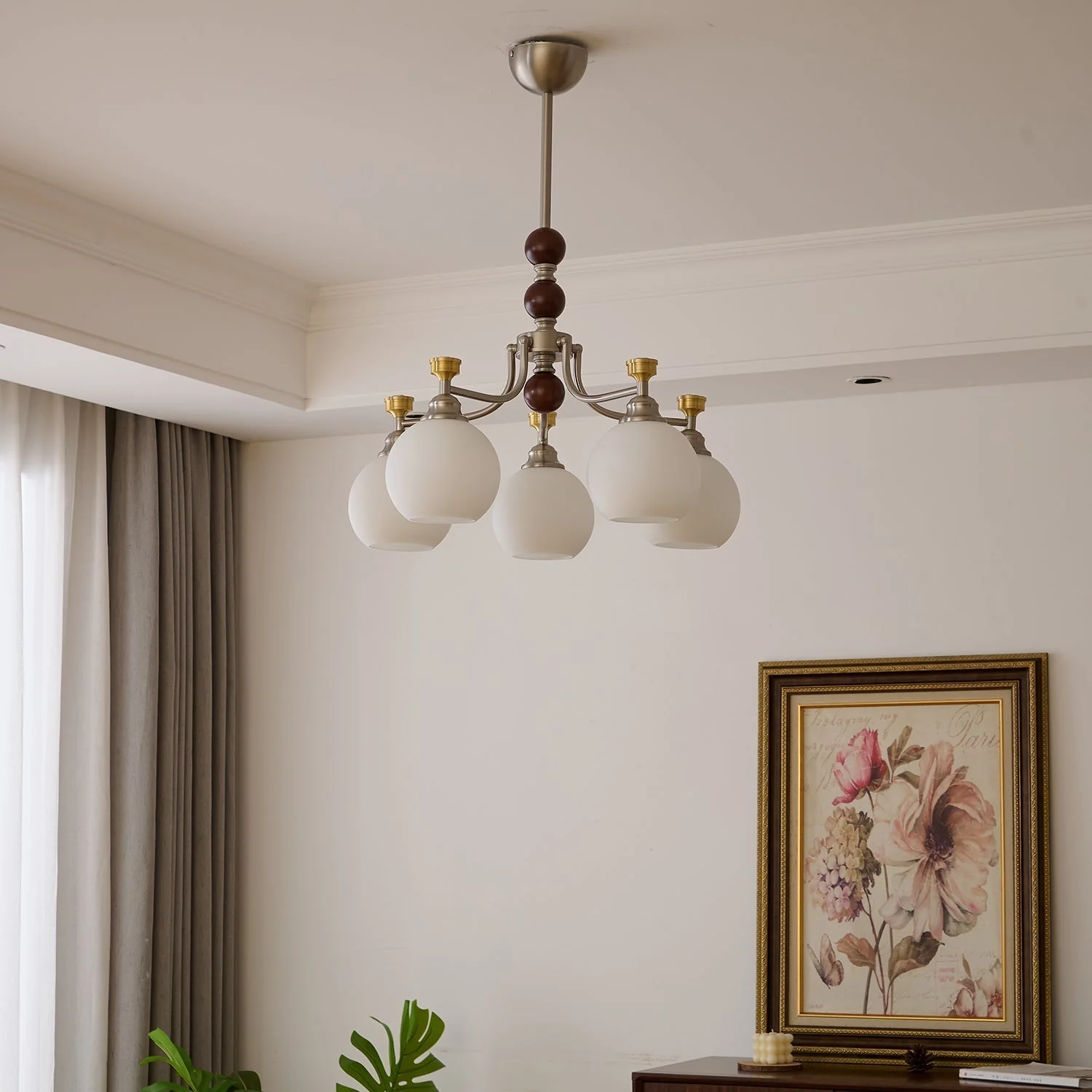 Eursoria Traditional Art Orb Wood Glass Chandelier - Image 48