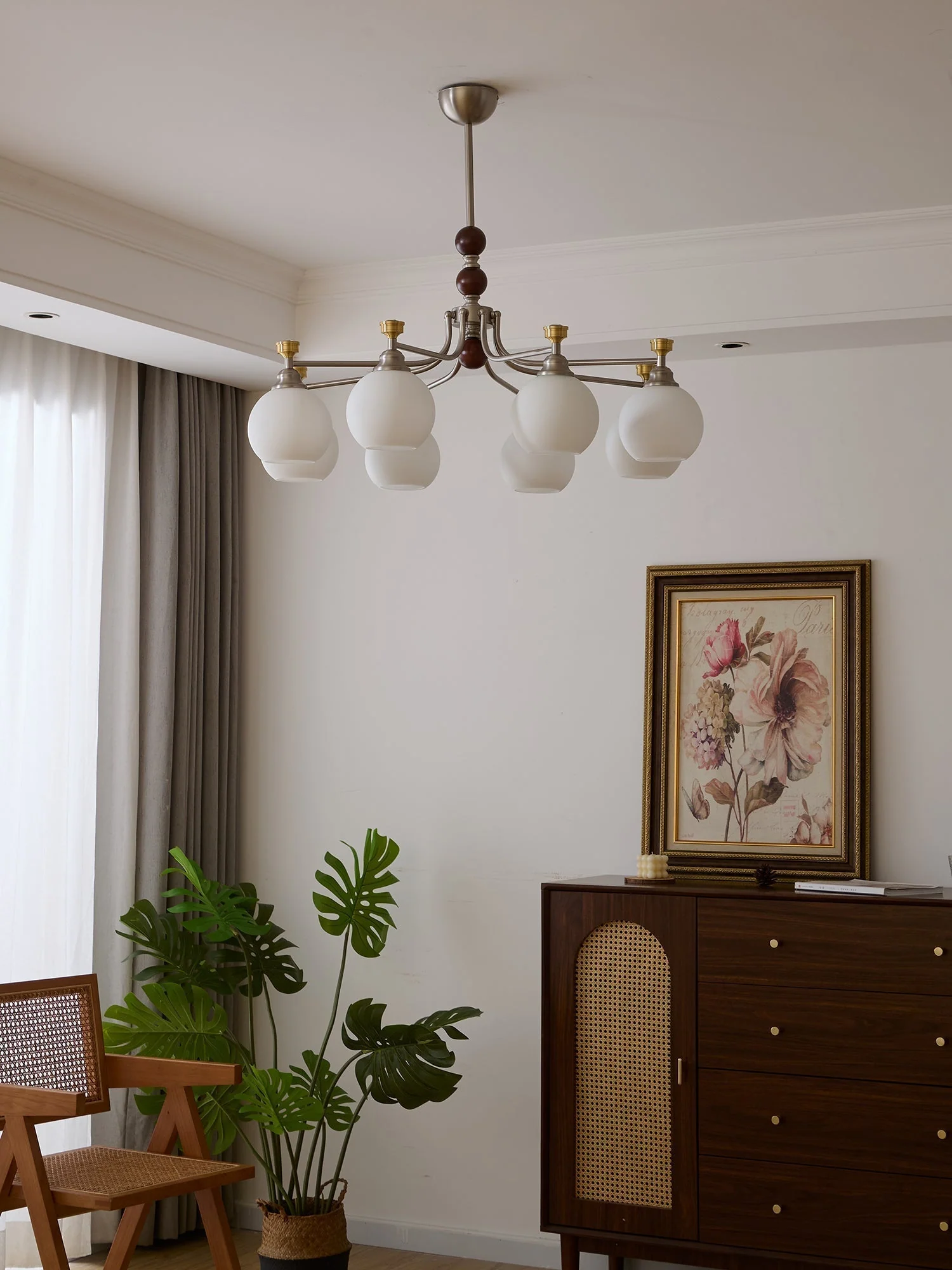 Eursoria Traditional Art Orb Wood Glass Chandelier - Image 49