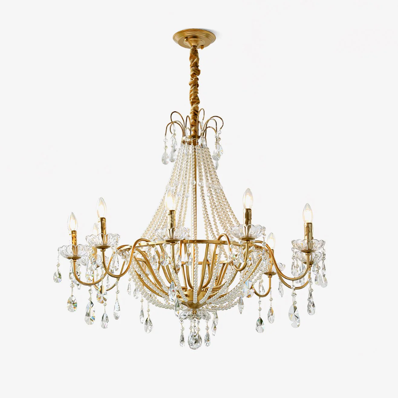 Eurvaros Vintage Crystal Brass Chandelier