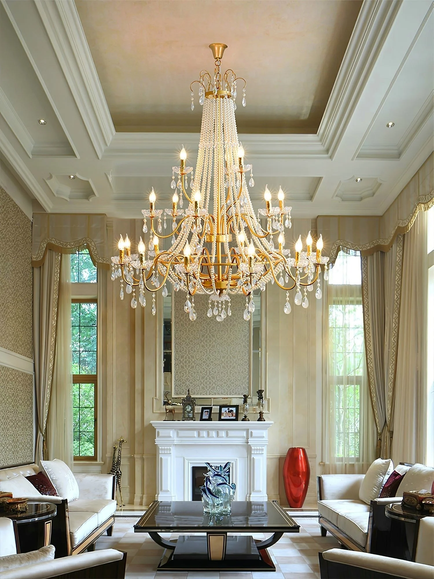 Eurvaros Vintage Crystal Brass Chandelier - Image 11