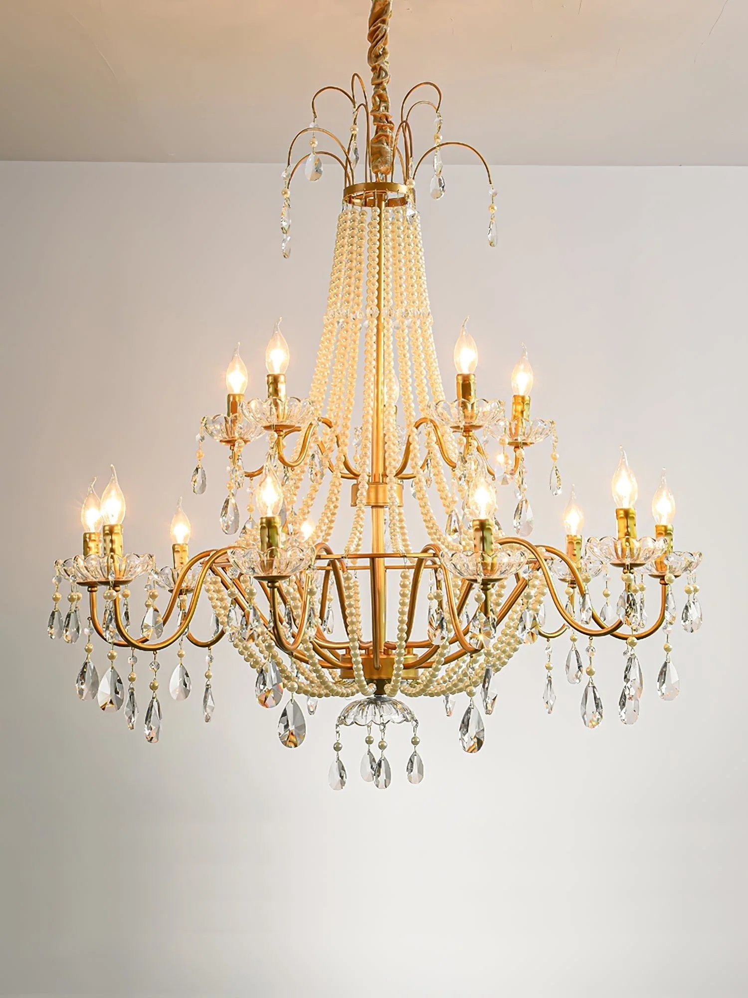 Eurvaros Vintage Crystal Brass Chandelier - Image 2