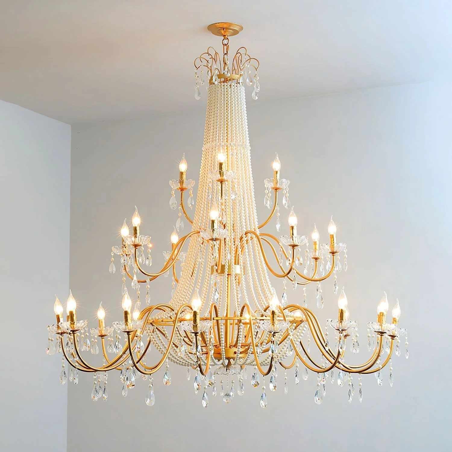 Eurvaros Vintage Crystal Brass Chandelier - Image 20