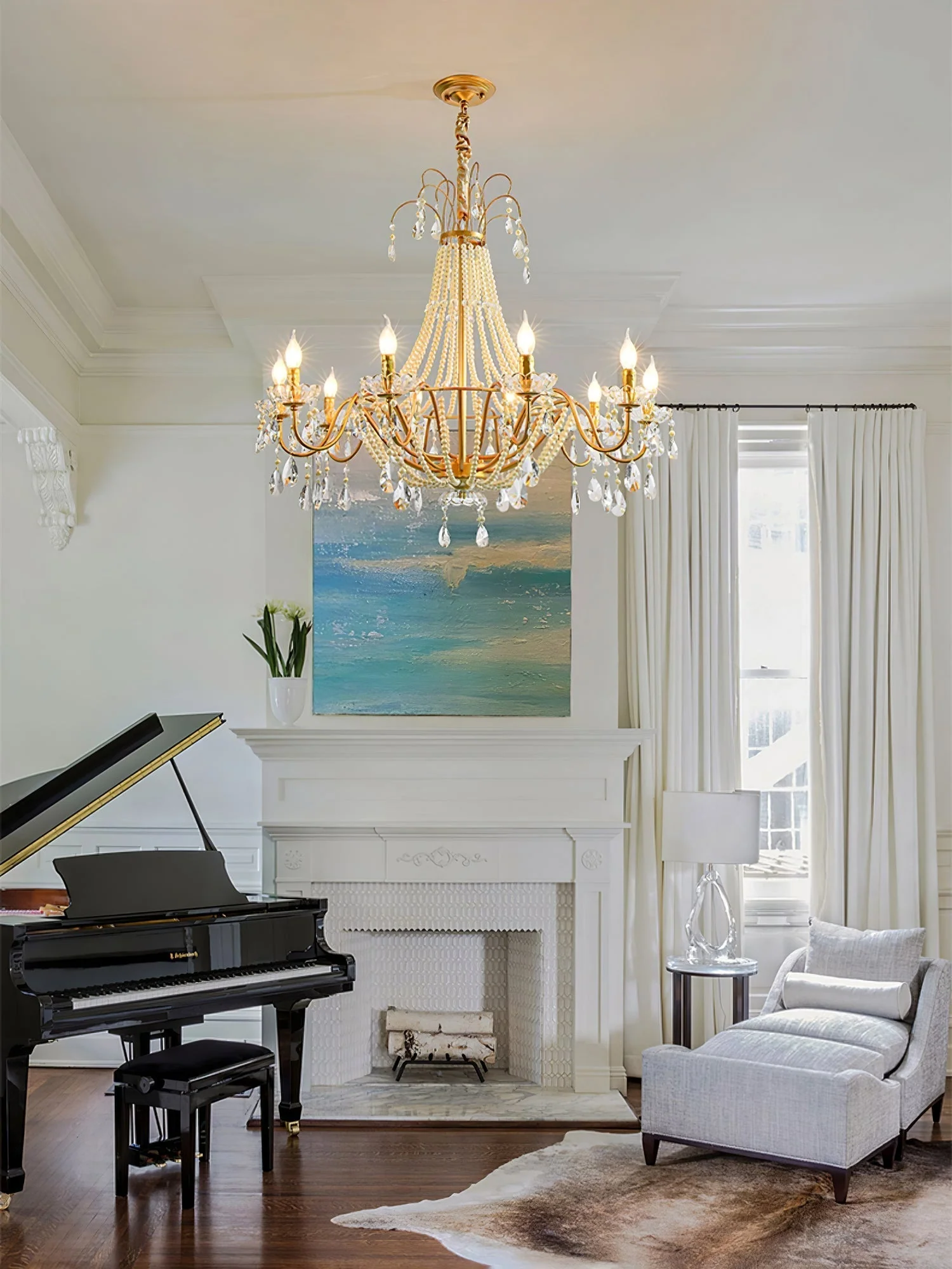Eurvaros Vintage Crystal Brass Chandelier - Image 24