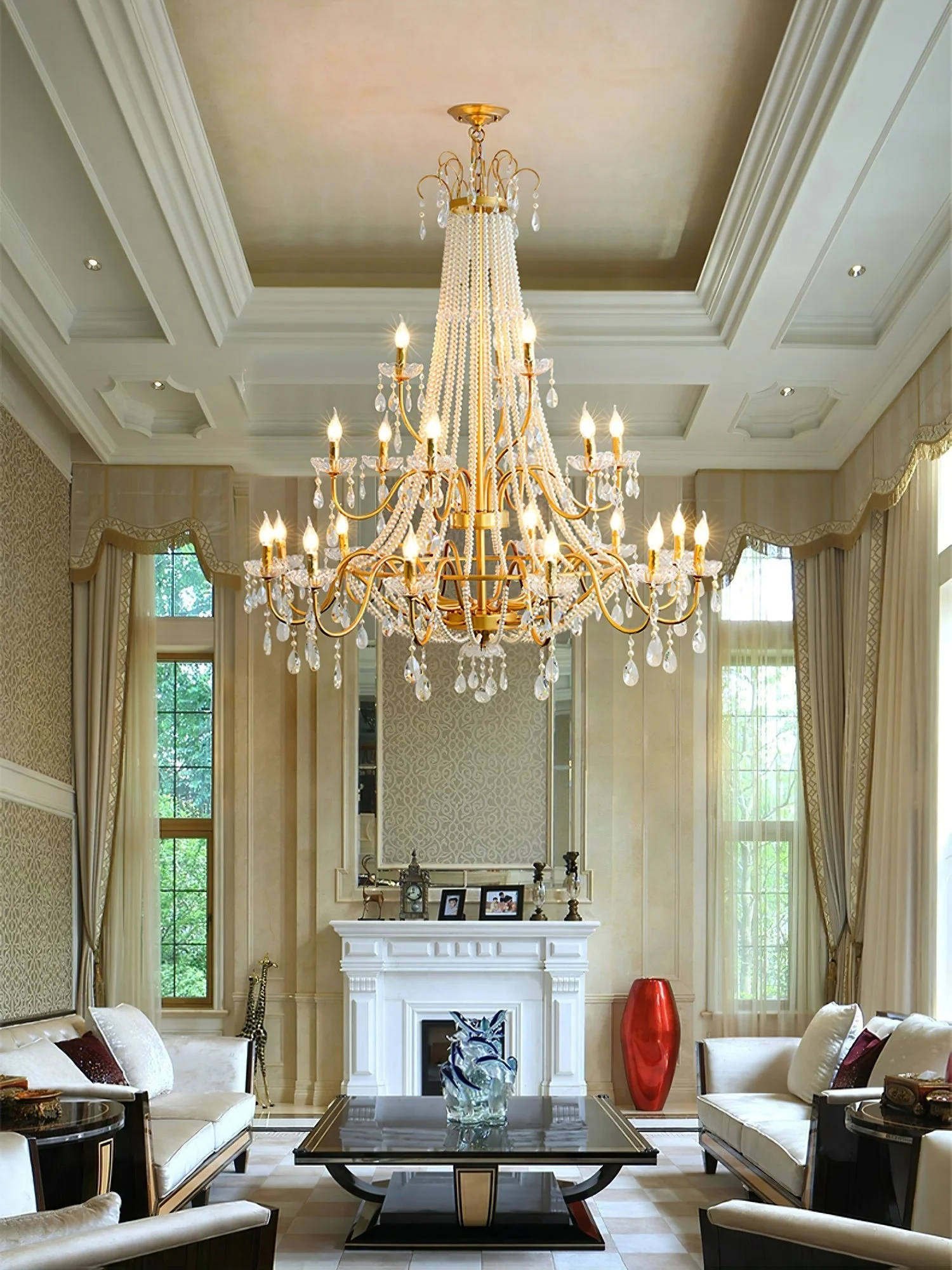 Eurvaros Vintage Crystal Brass Chandelier - Image 25