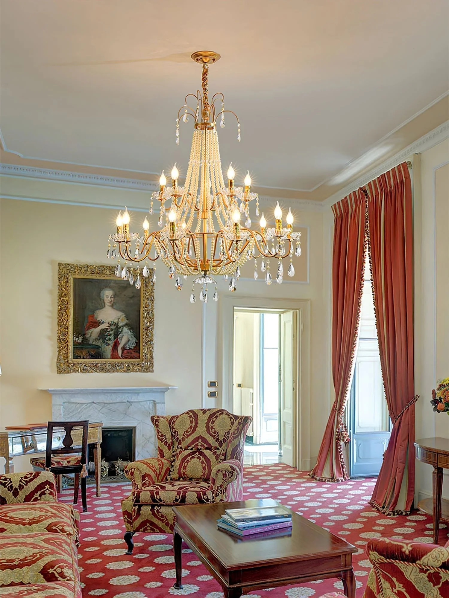 Eurvaros Vintage Crystal Brass Chandelier - Image 3