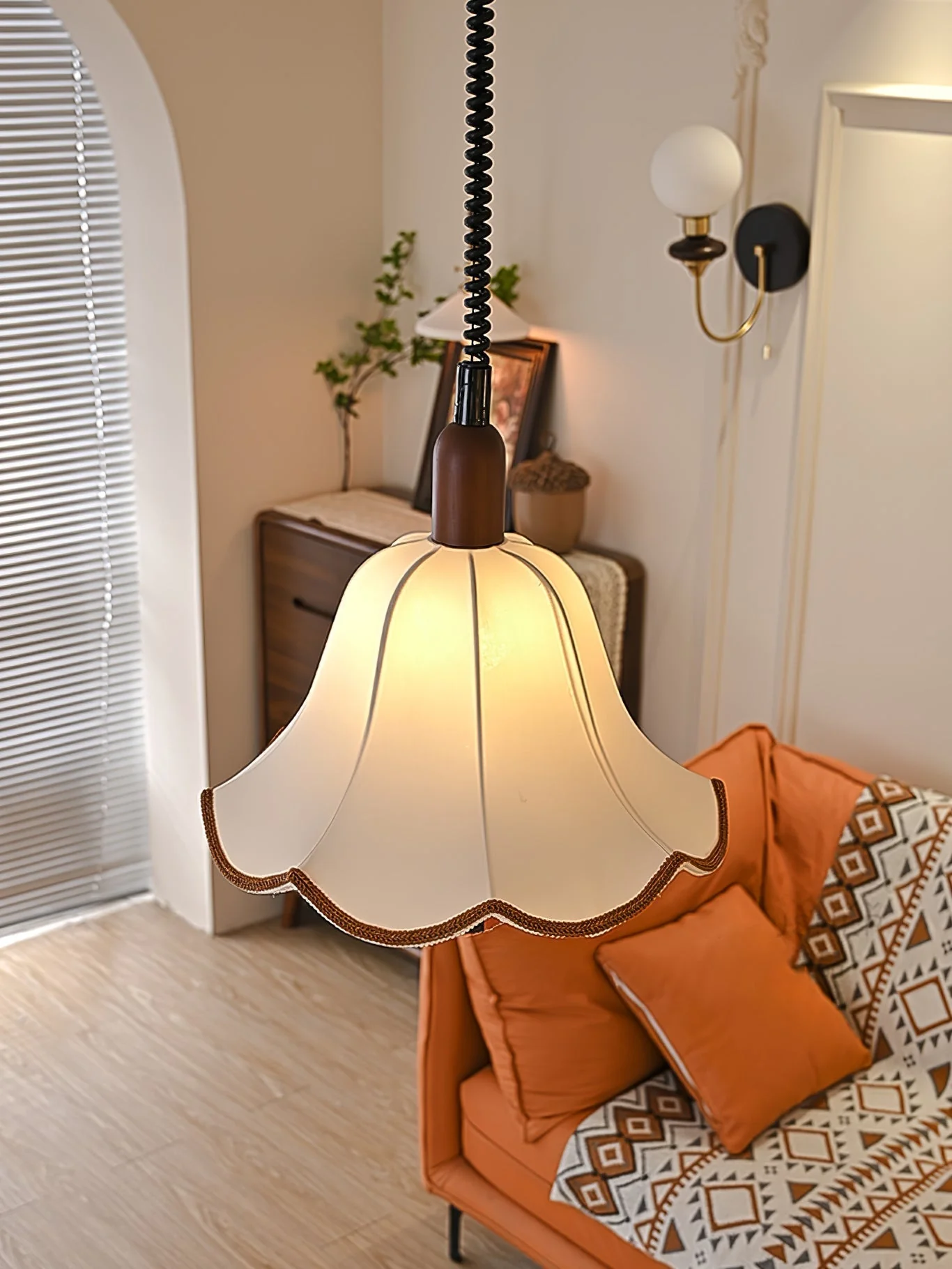 Eurvaryra Classic Elegance Fabric Wood Pendant Light - Image 13