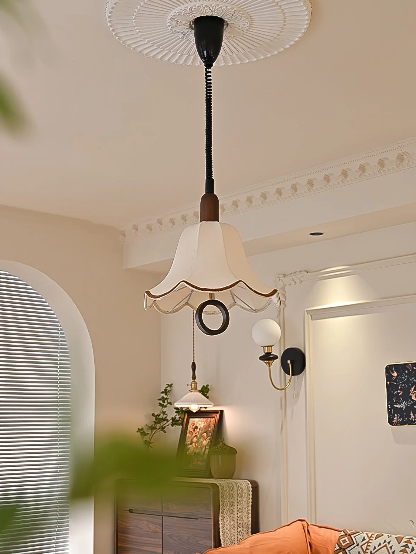 Eurvaryra Classic Elegance Fabric Wood Pendant Light - Image 16