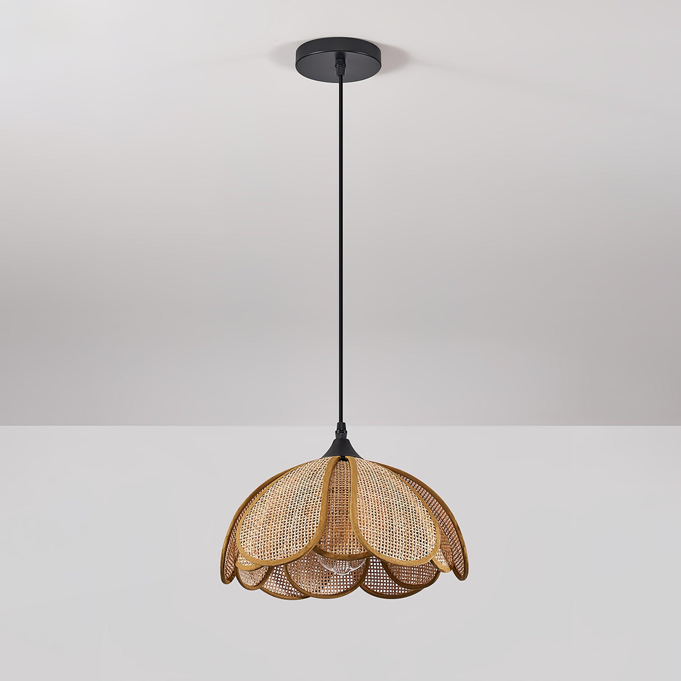 Eurvinel Elegance Bloom Rattan Fabric Pendant Lamp - Image 12