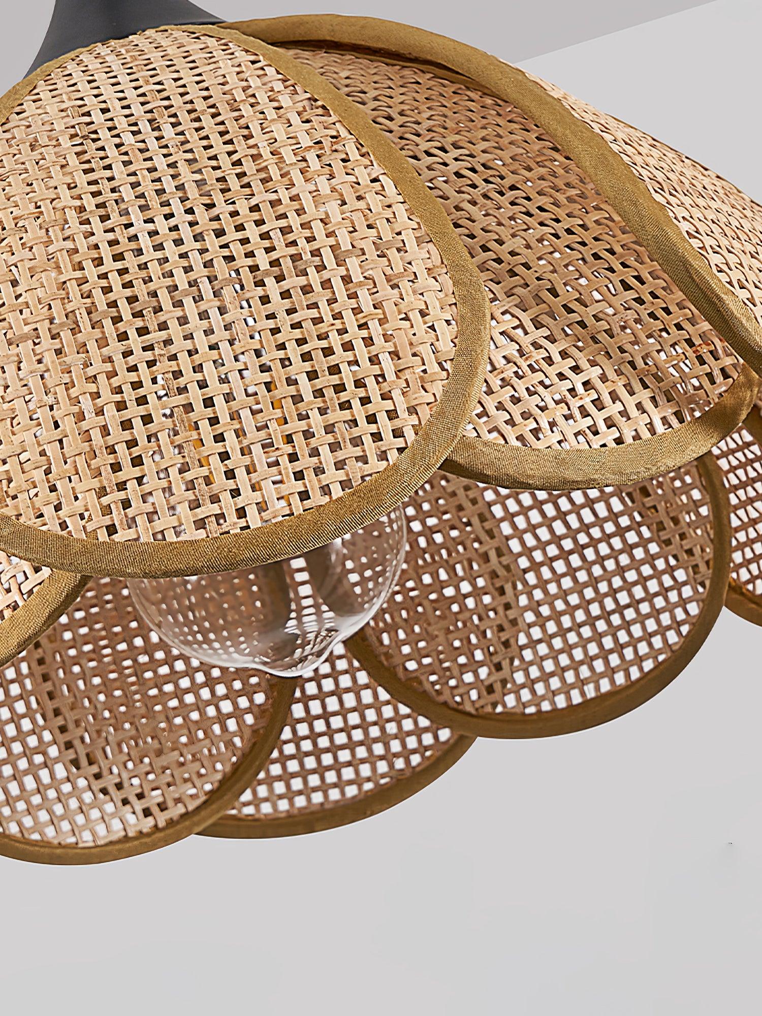 Eurvinel Elegance Bloom Rattan Fabric Pendant Lamp - Image 17