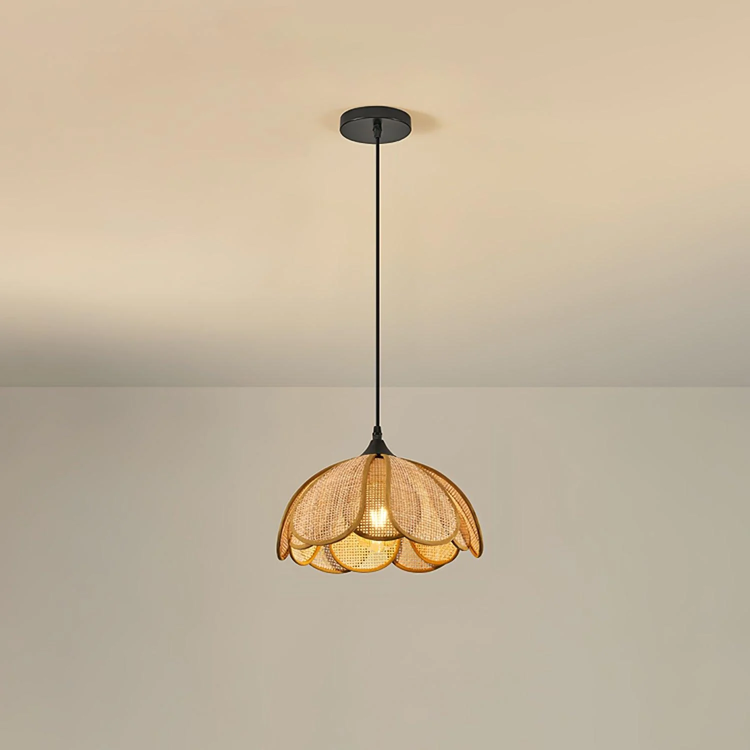 Eurvinel Elegance Bloom Rattan Fabric Pendant Lamp - Image 21