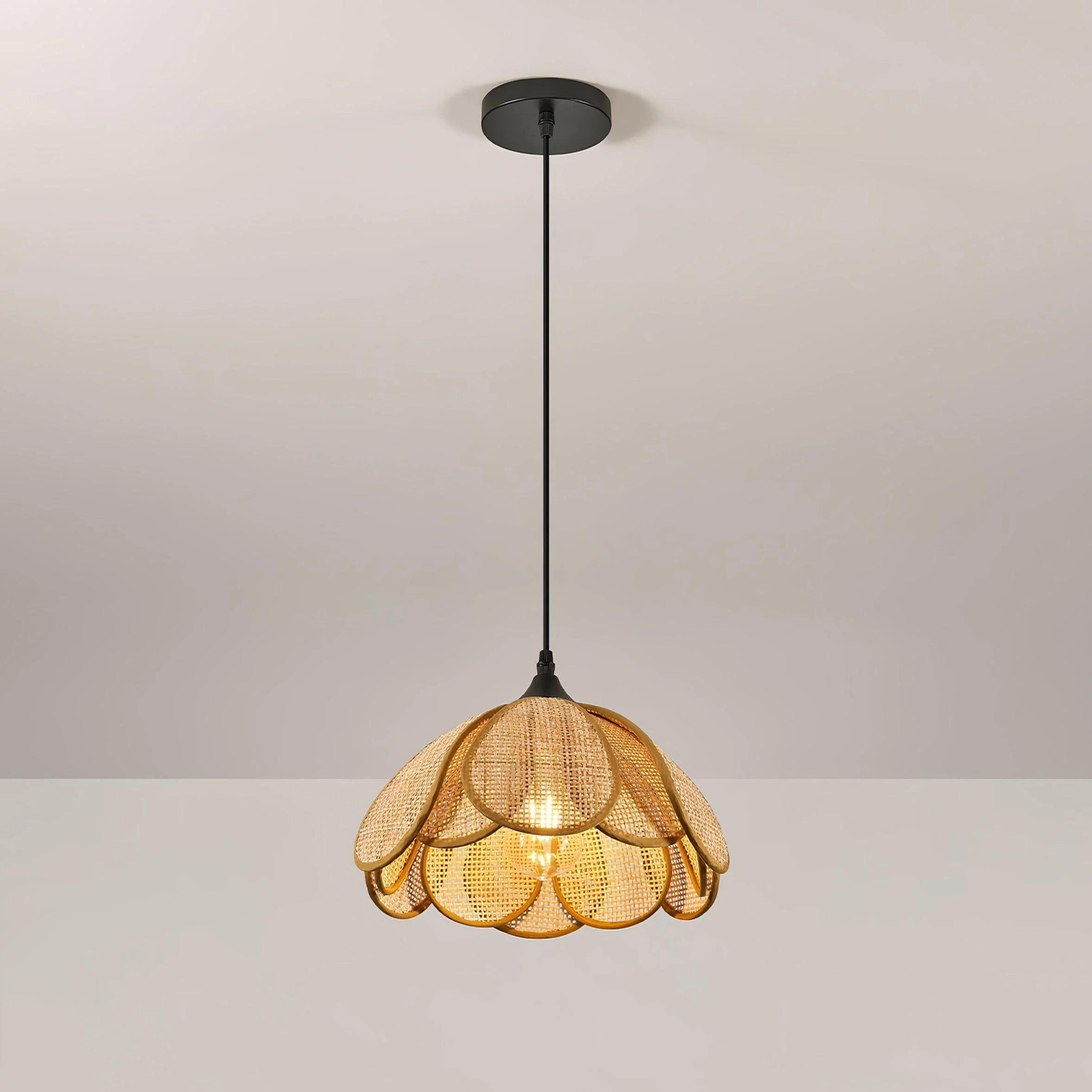 Eurvinel Elegance Bloom Rattan Fabric Pendant Lamp - Image 23