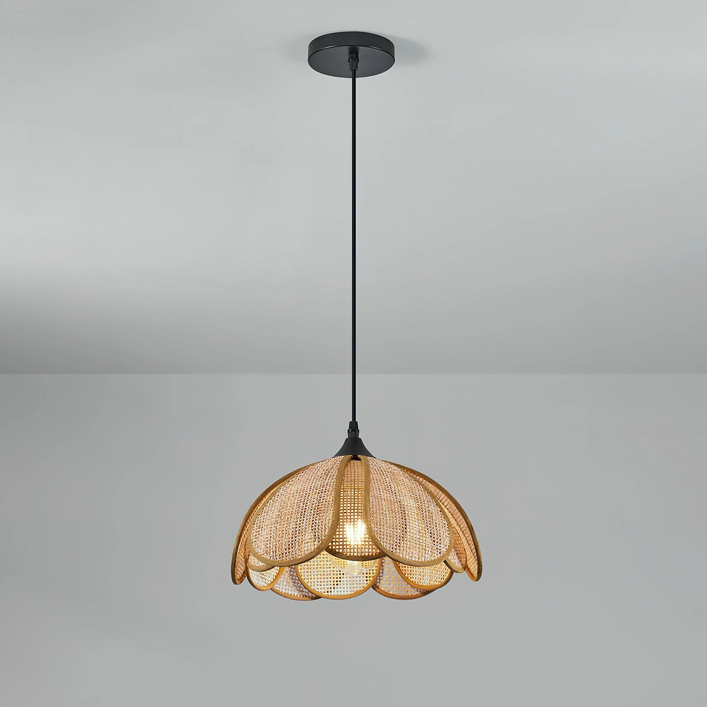 Eurvinel Elegance Bloom Rattan Fabric Pendant Lamp - Image 24