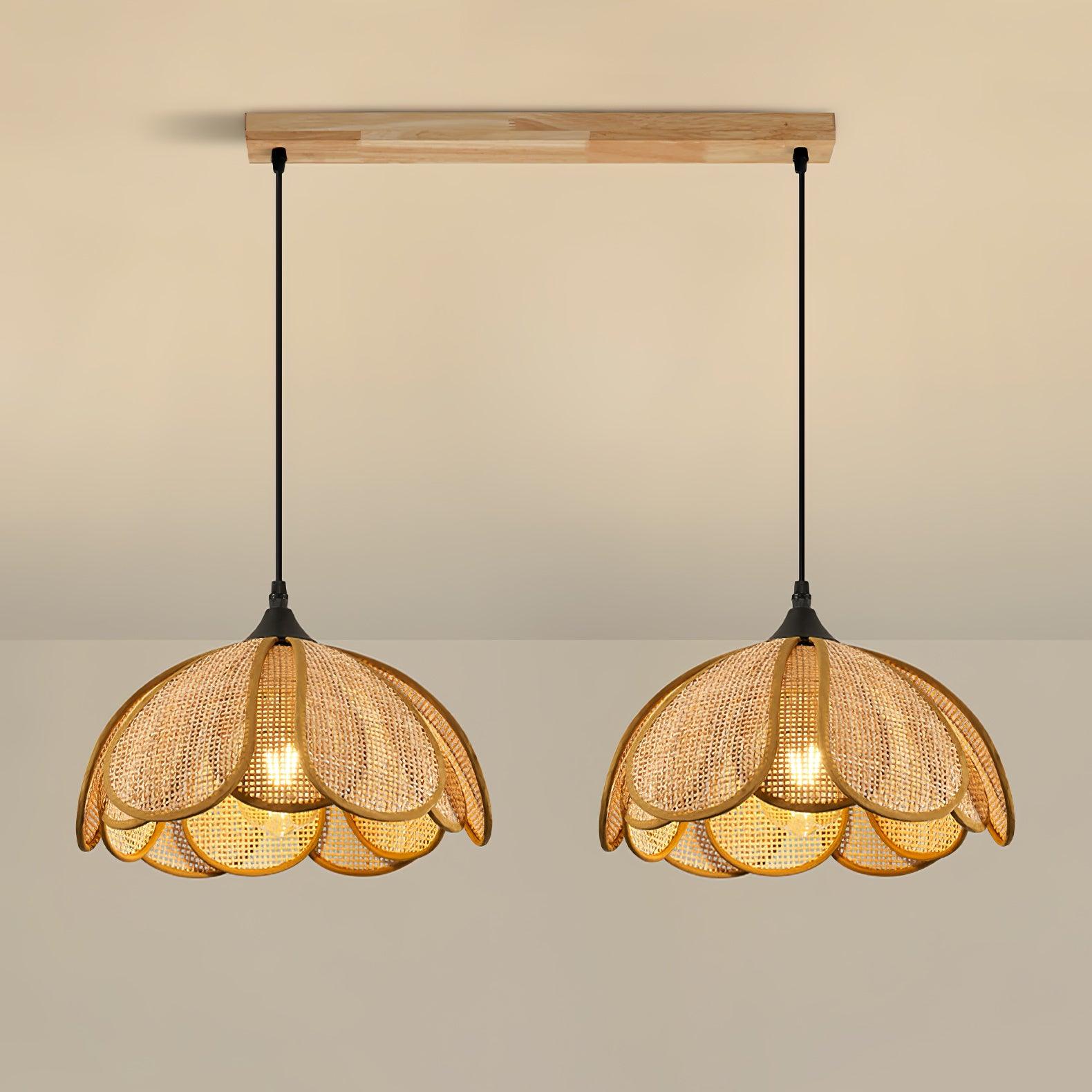 Eurvinel Elegance Bloom Rattan Fabric Pendant Lamp - Image 25