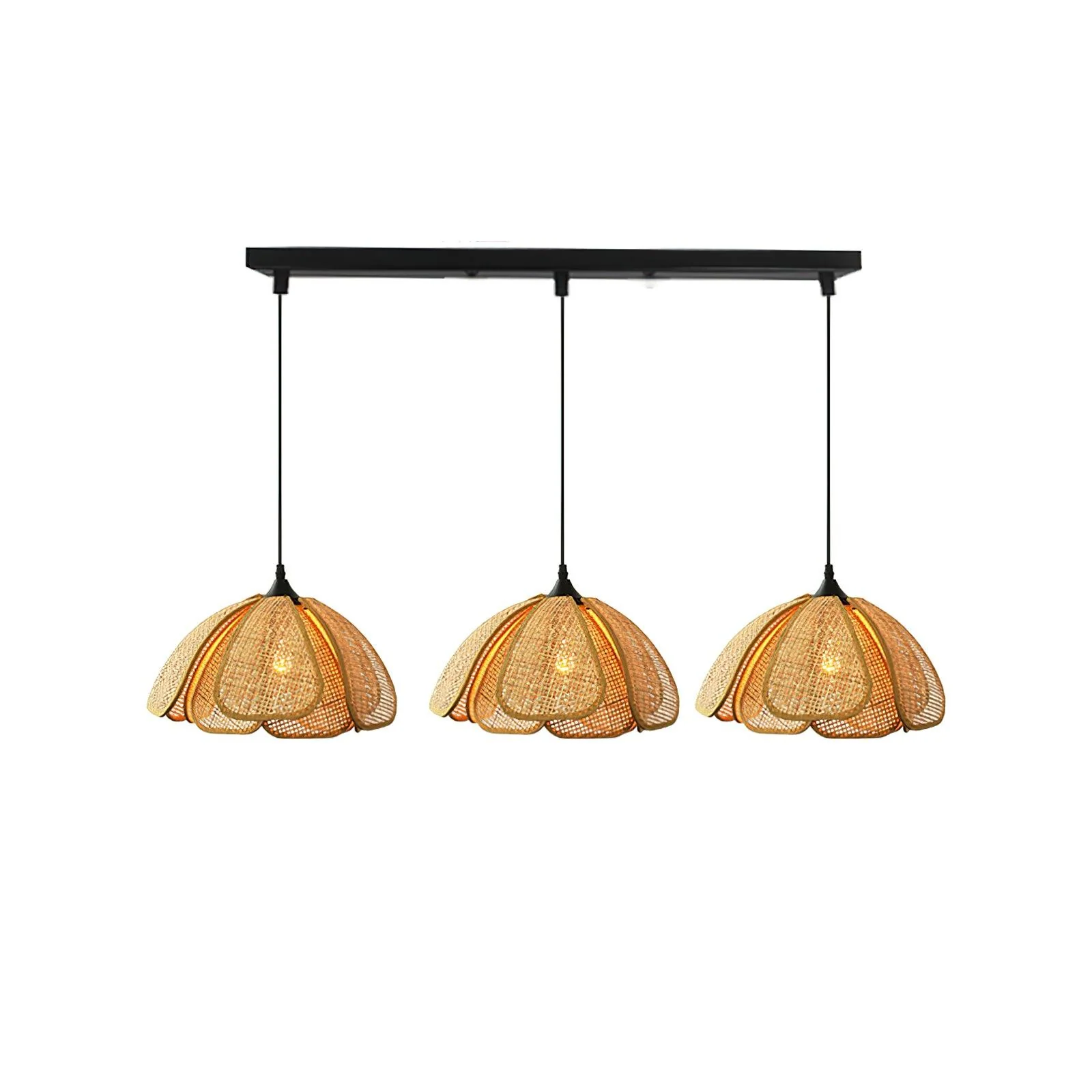 Eurvinel Elegance Bloom Rattan Fabric Pendant Lamp - Image 6