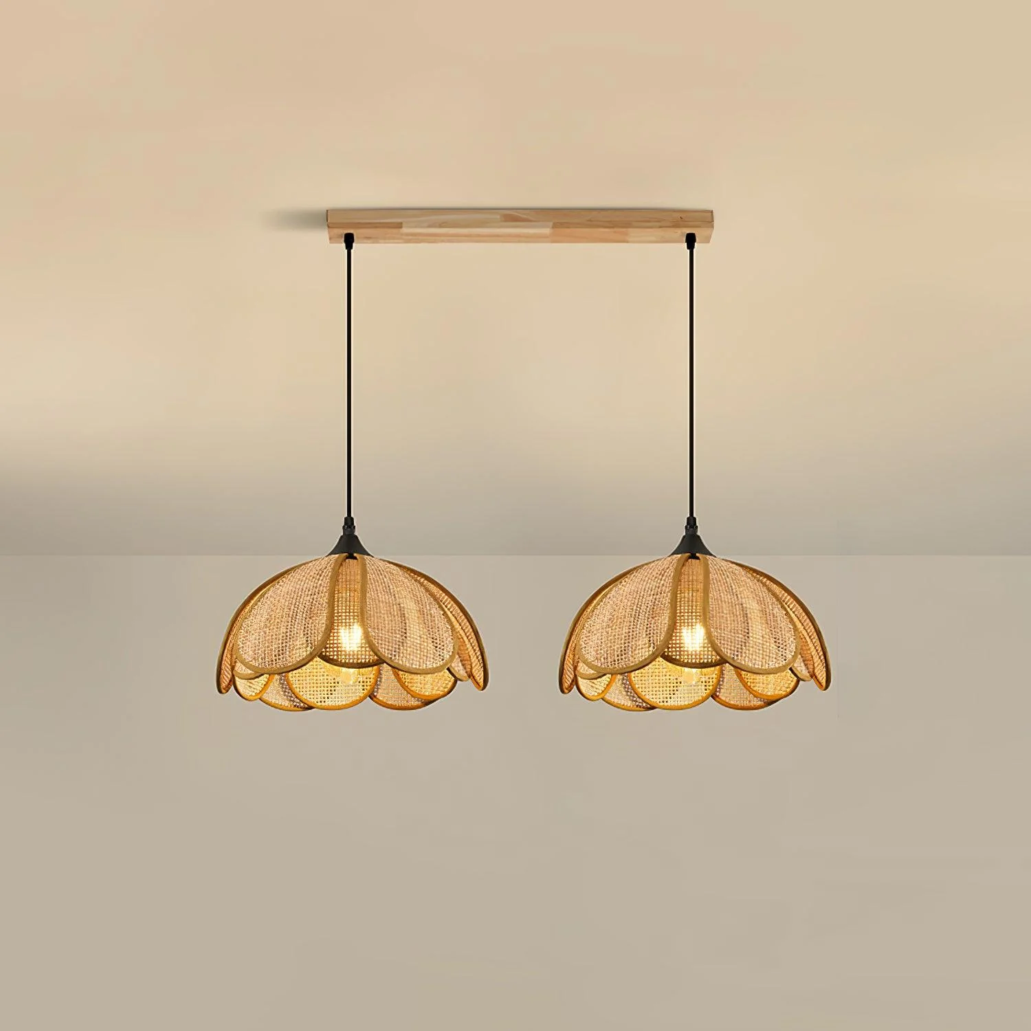 Eurvinel Elegance Bloom Rattan Fabric Pendant Lamp - Image 8