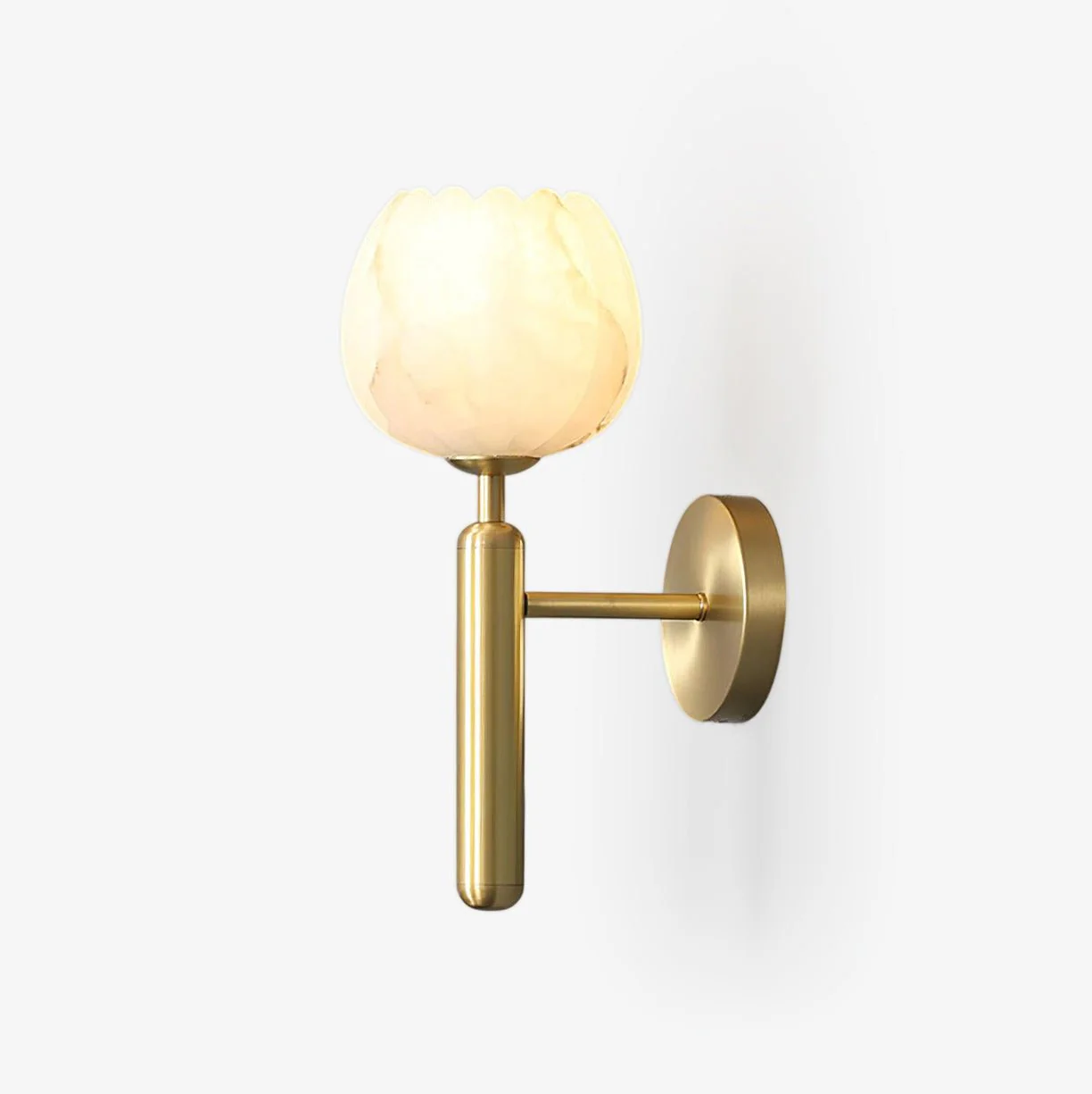 Eurzorion Floral Alabaster Brass Wall Light