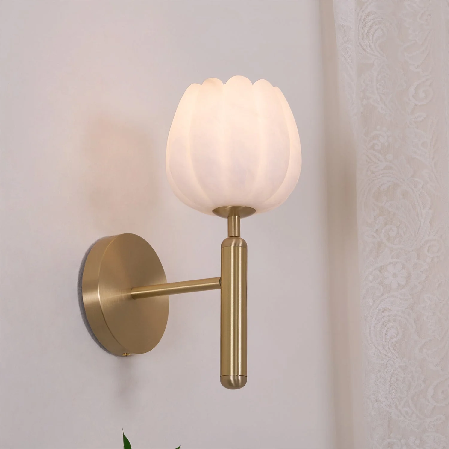 Eurzorion Floral Alabaster Brass Wall Light - Image 16