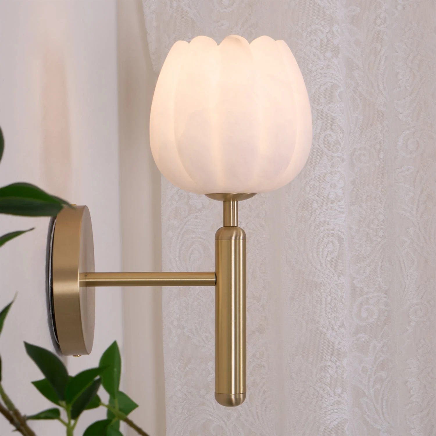 Eurzorion Floral Alabaster Brass Wall Light - Image 19