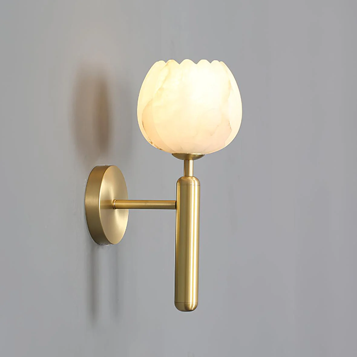 Eurzorion Floral Alabaster Brass Wall Light - Image 4