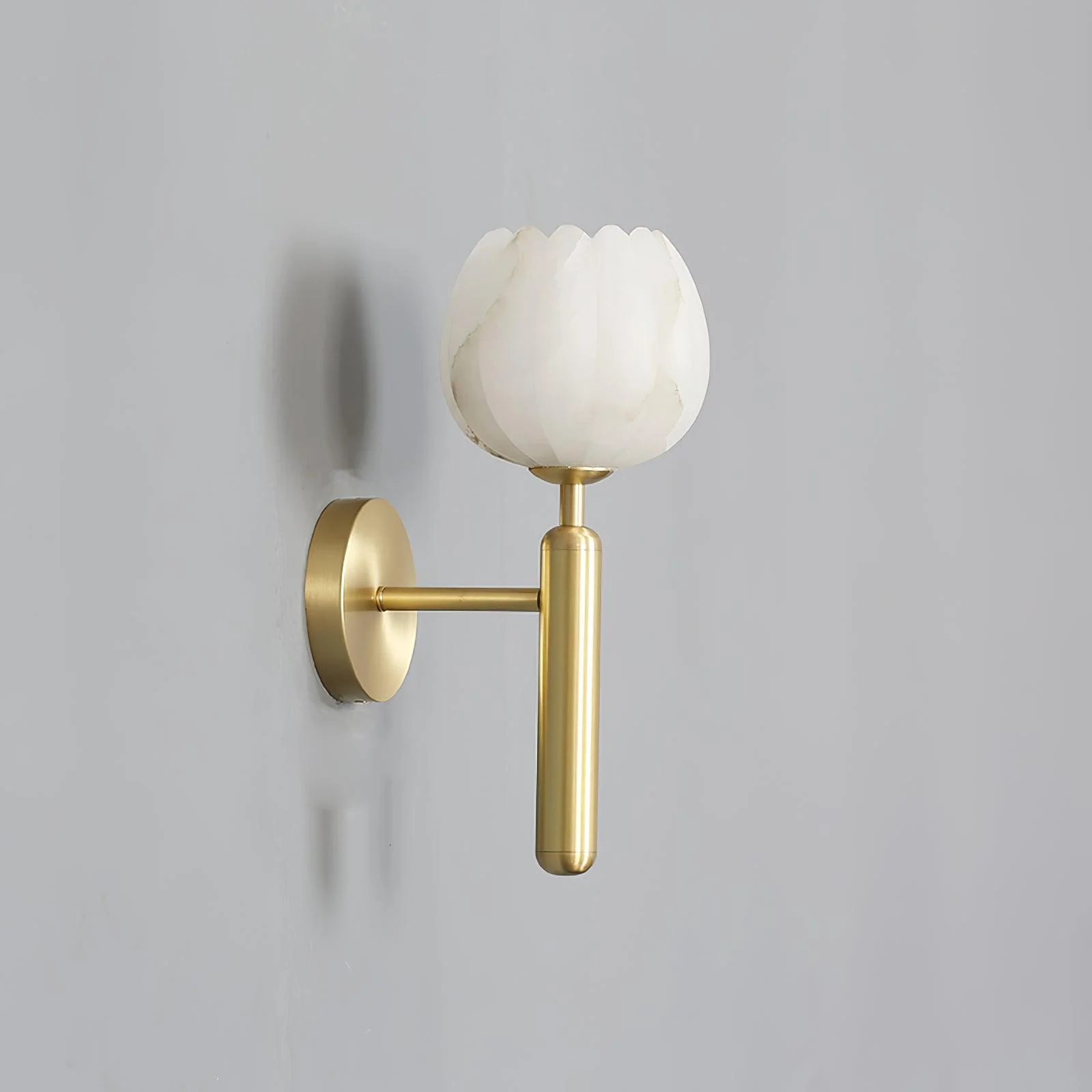 Eurzorion Floral Alabaster Brass Wall Light - Image 5