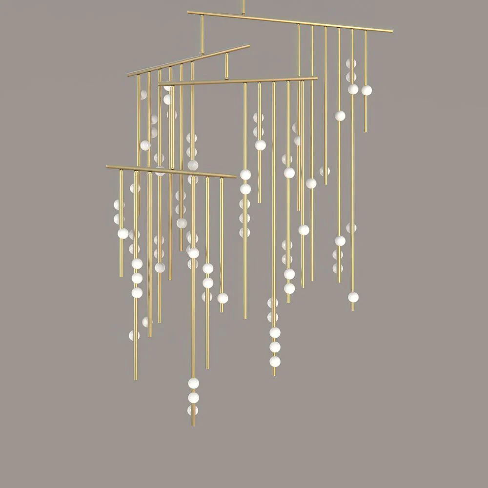 Eurzoris Geometric Brass Linear Pendant Light Chandelier - Image 26