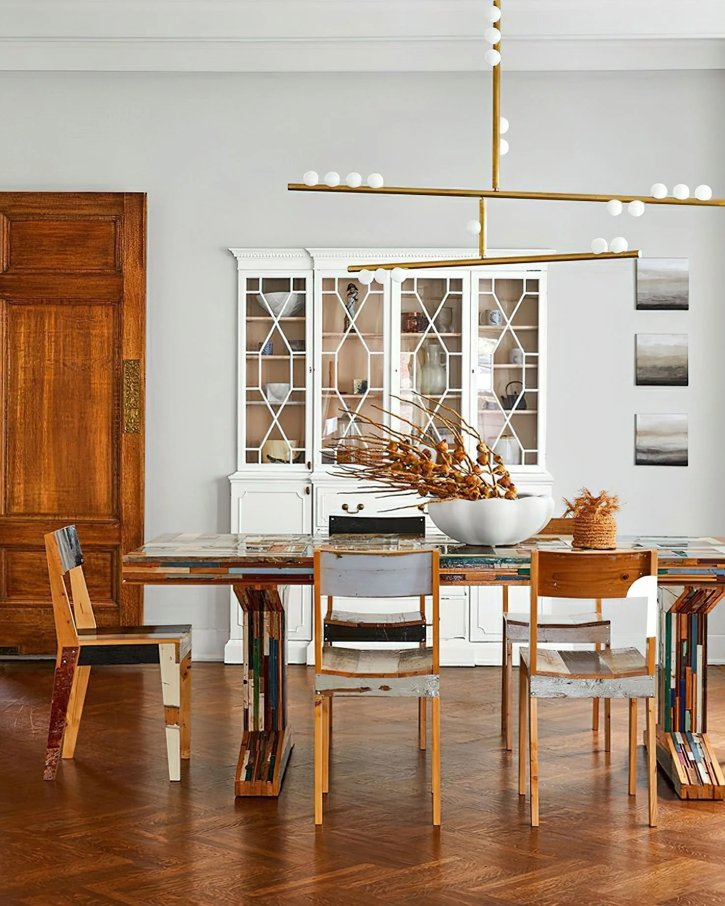 Eurzoris Geometric Brass Linear Pendant Light Chandelier - Image 37