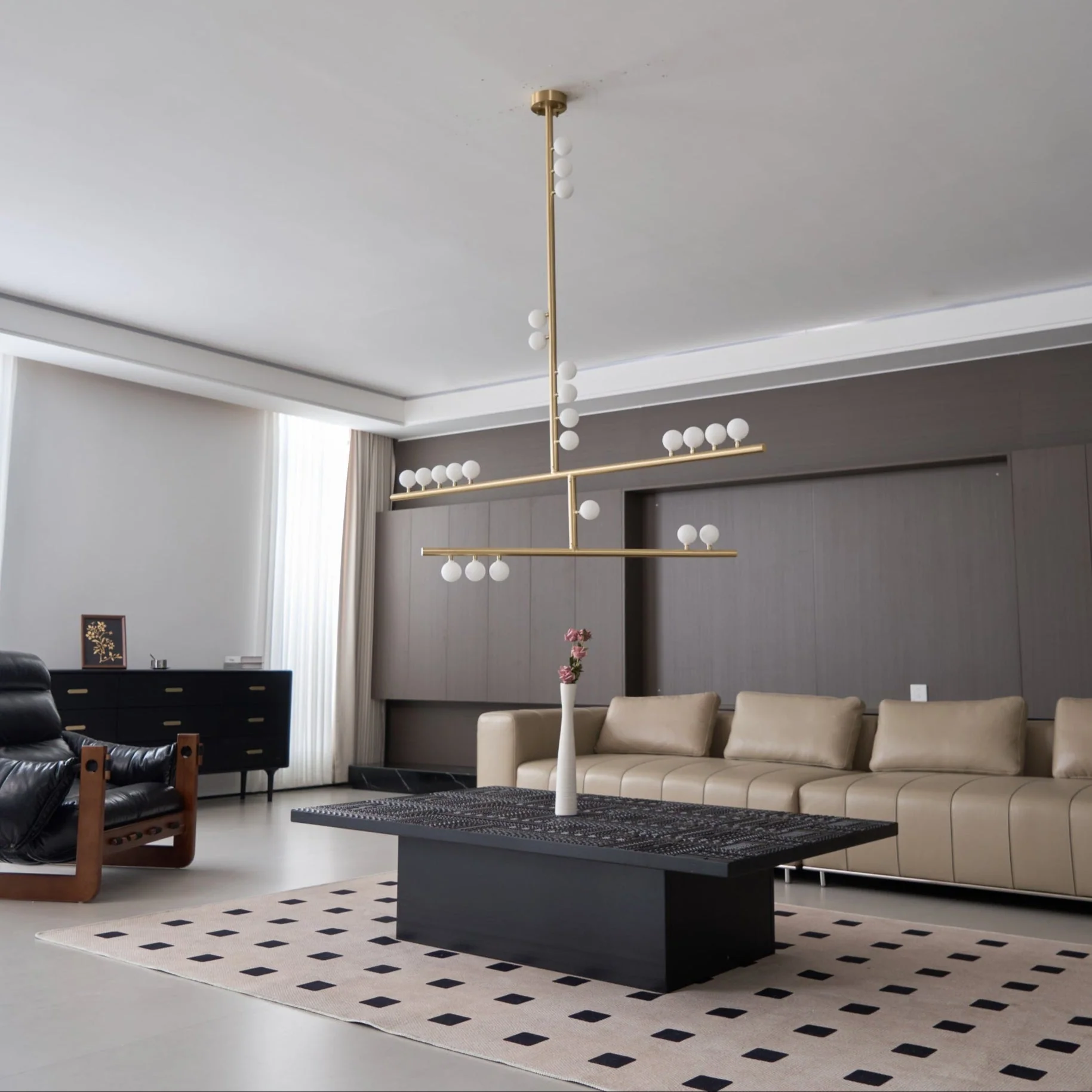 Eurzoris Geometric Brass Linear Pendant Light Chandelier - Image 53