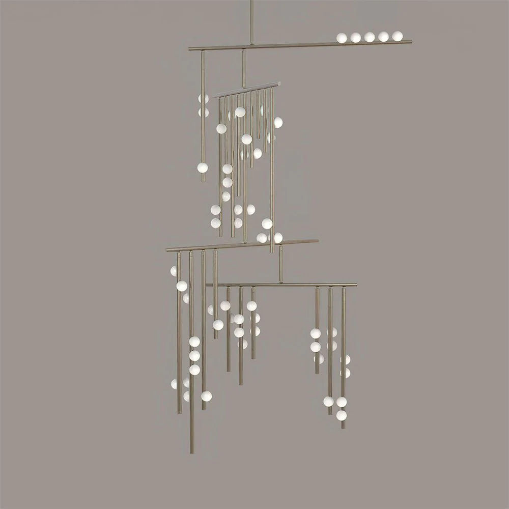 Eurzoris Geometric Brass Linear Pendant Light Chandelier - Image 8