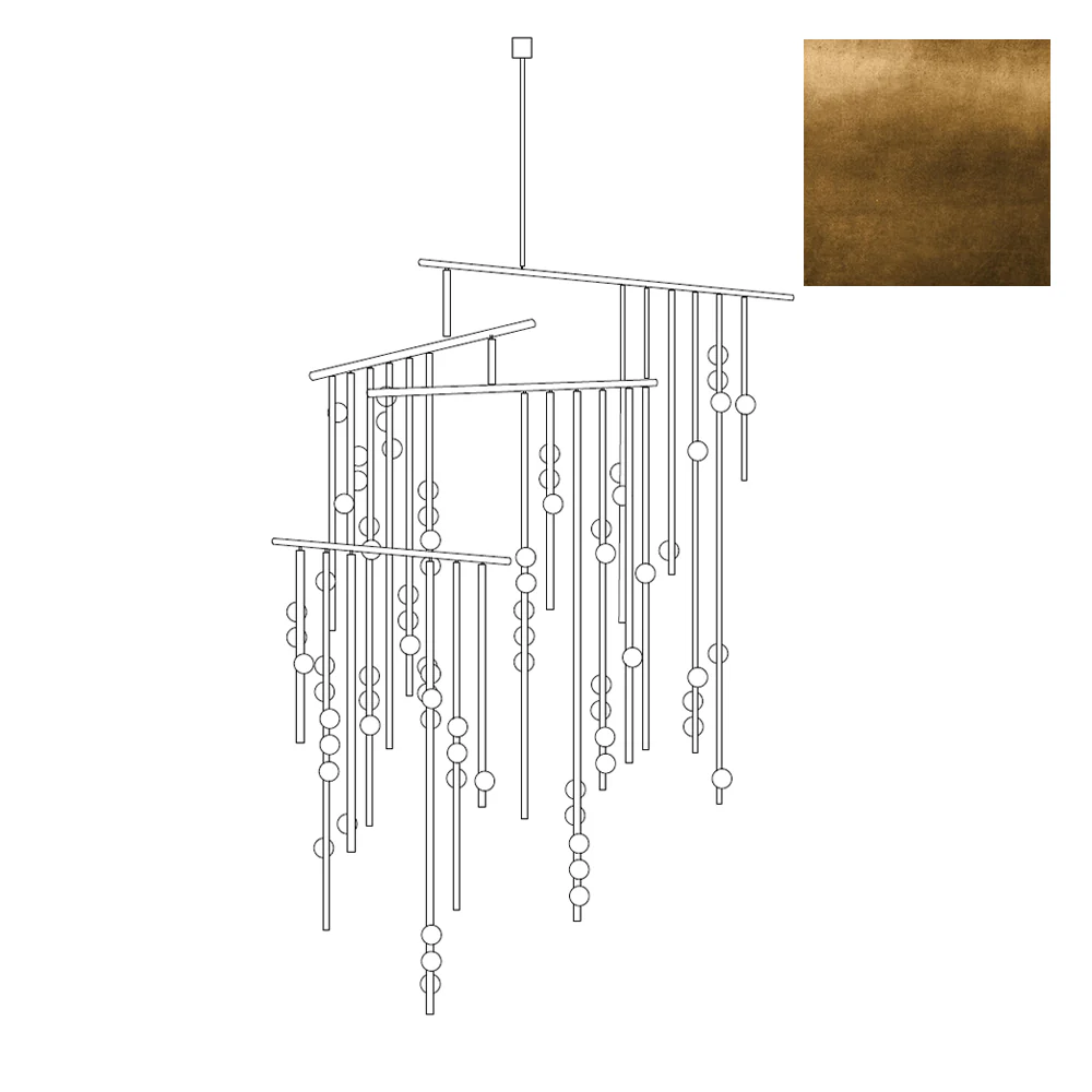 Eurzoris Geometric Brass Linear Pendant Light Chandelier - Image 85