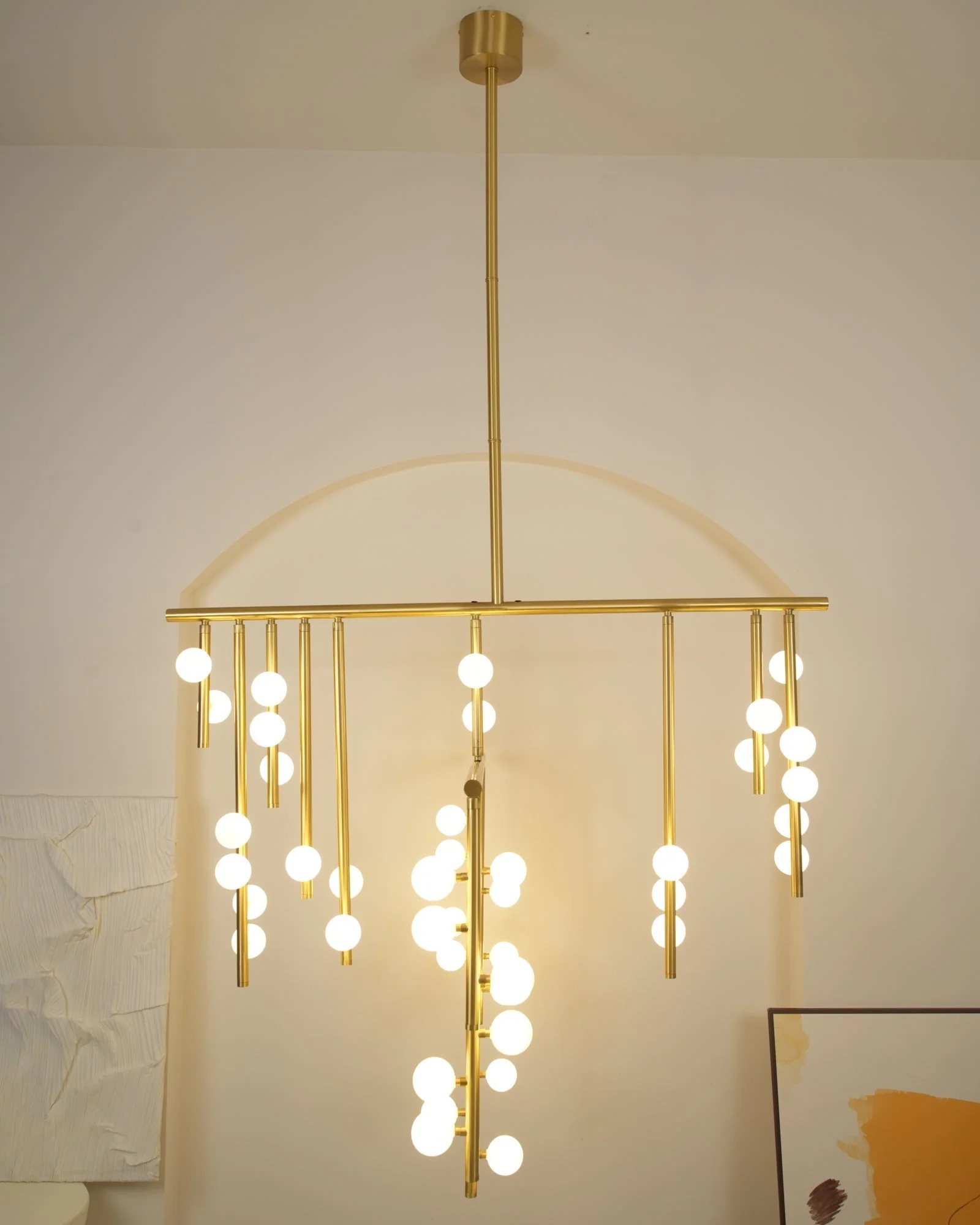 Eurzoris Geometric Brass Linear Pendant Light Chandelier - Image 87