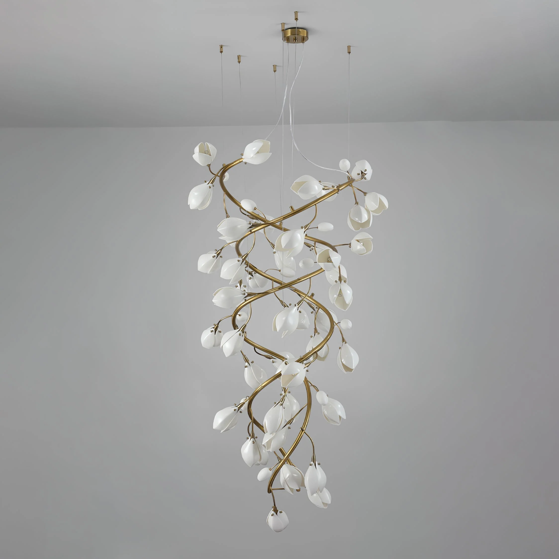 Evene Spiral Ceramic Brass Chandelier - Image 10