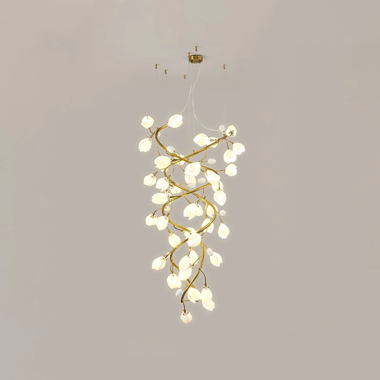 Evene Spiral Ceramic Brass Chandelier - Image 14