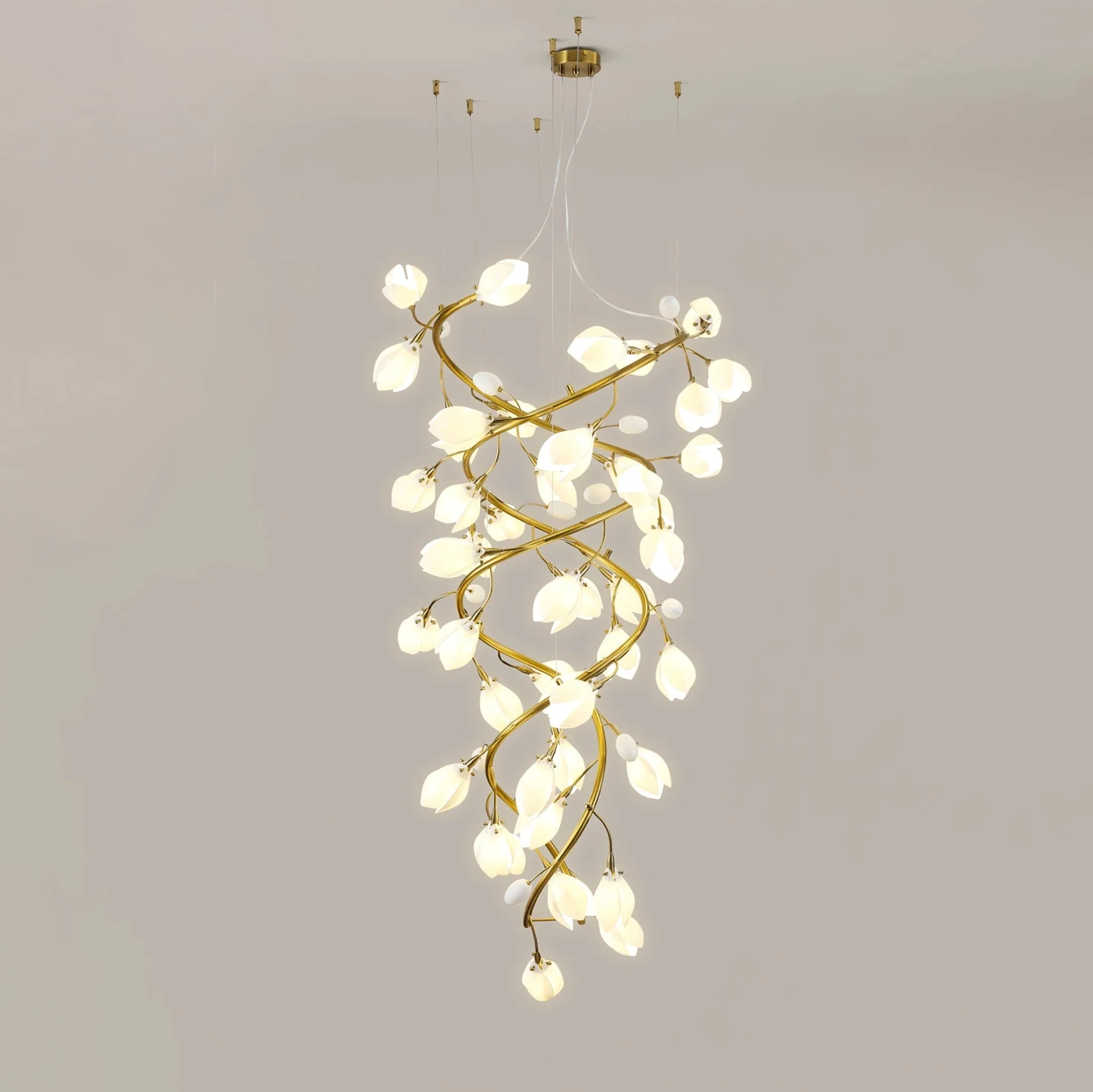 Evene Spiral Ceramic Brass Chandelier - Image 3