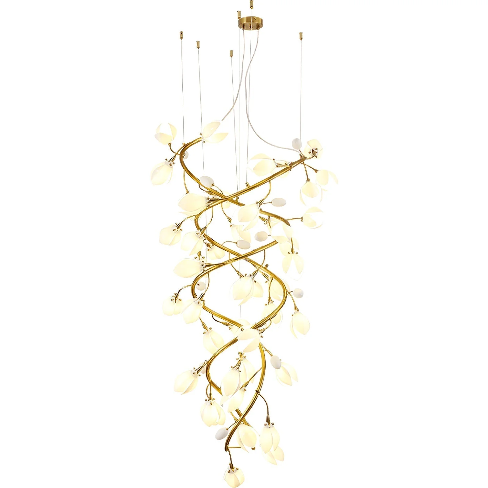 Evene Spiral Ceramic Brass Chandelier - Image 8