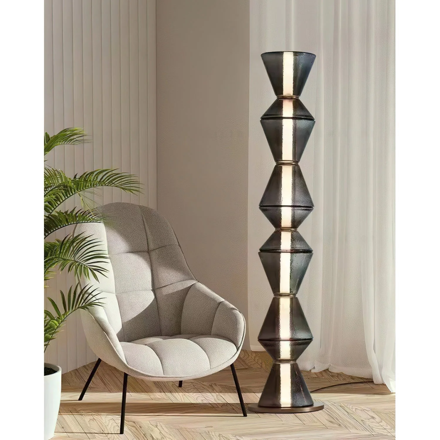 Evette Modern Glass Floor Lamp - Image 10