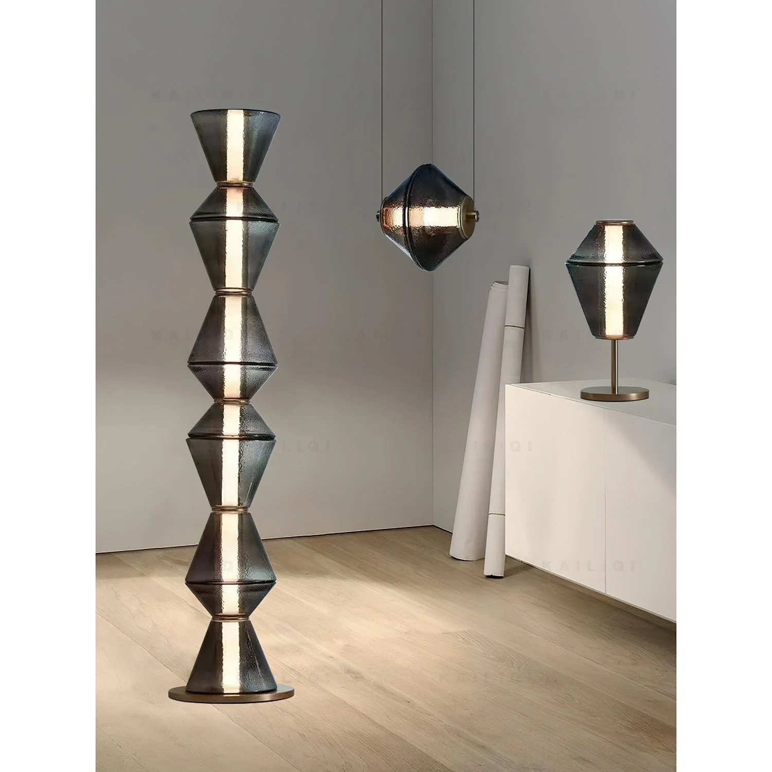 Evette Modern Glass Floor Lamp - Image 11