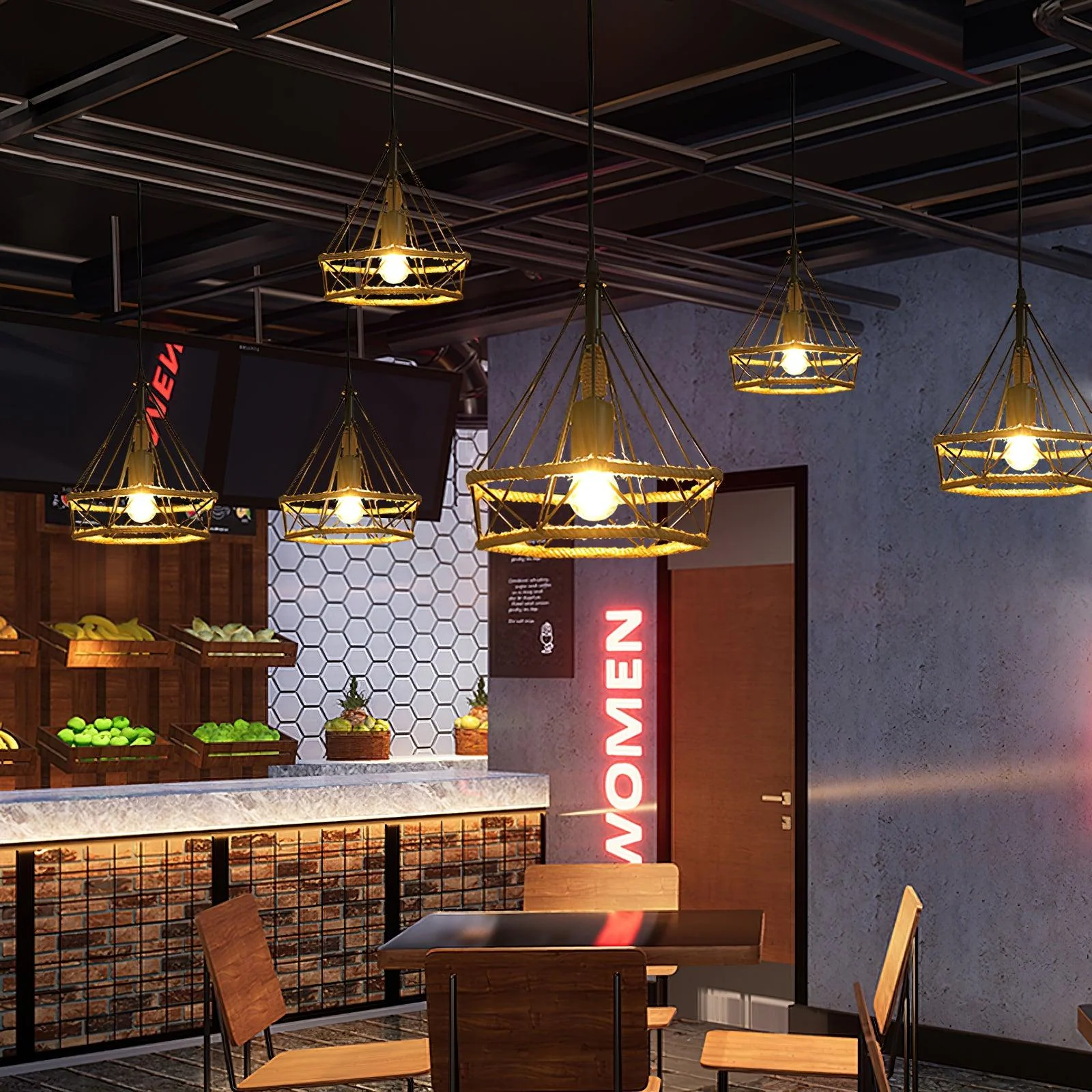 Evliran Retro Hemp Rope Interesting Pendant Light - Image 16