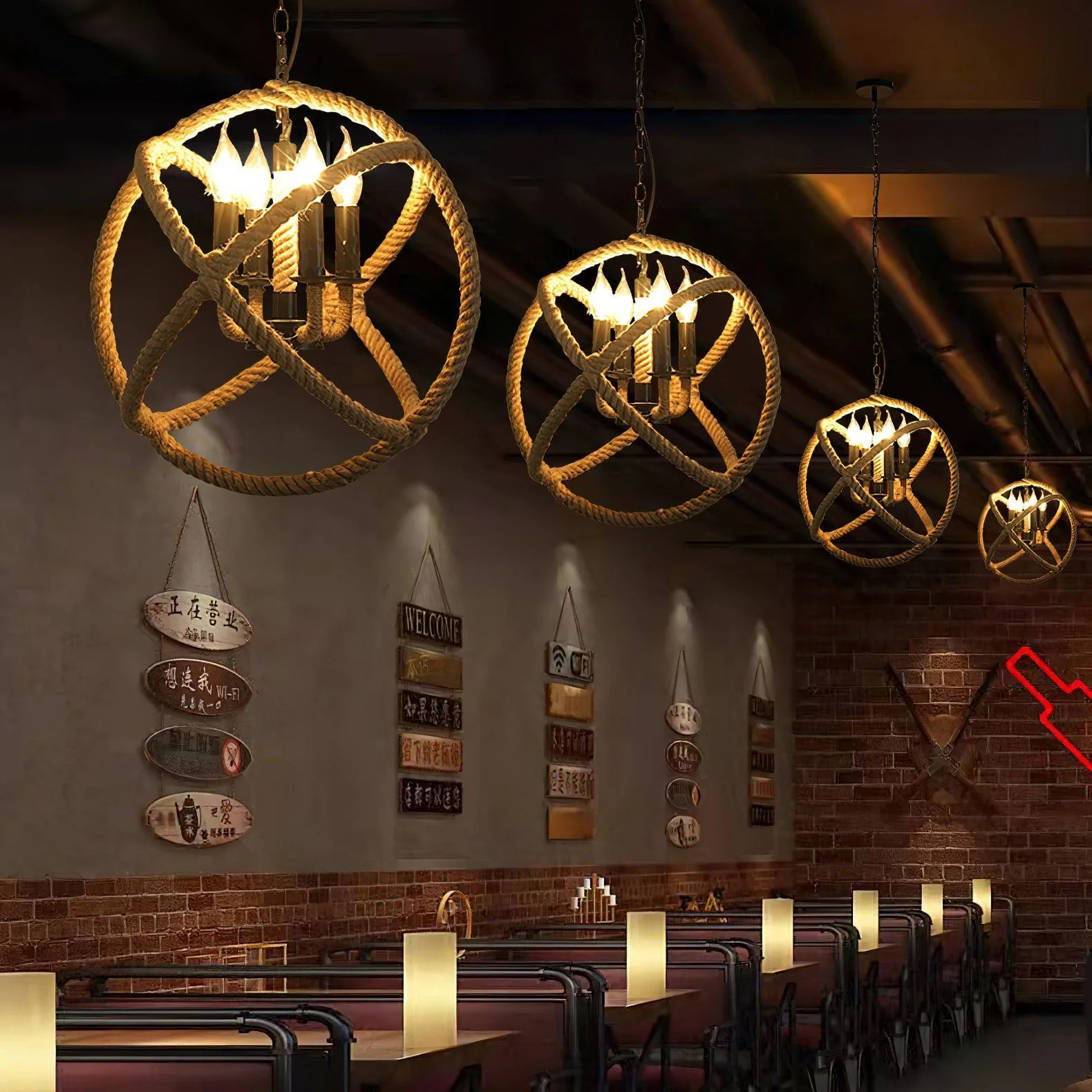 Evliran Retro Hemp Rope Interesting Pendant Light - Image 2