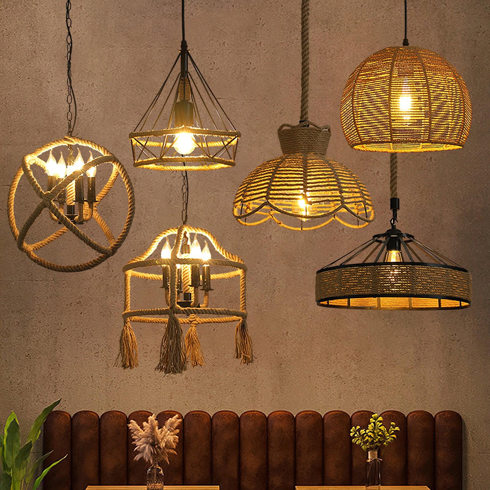 Evliran Retro Hemp Rope Interesting Pendant Light - Image 43