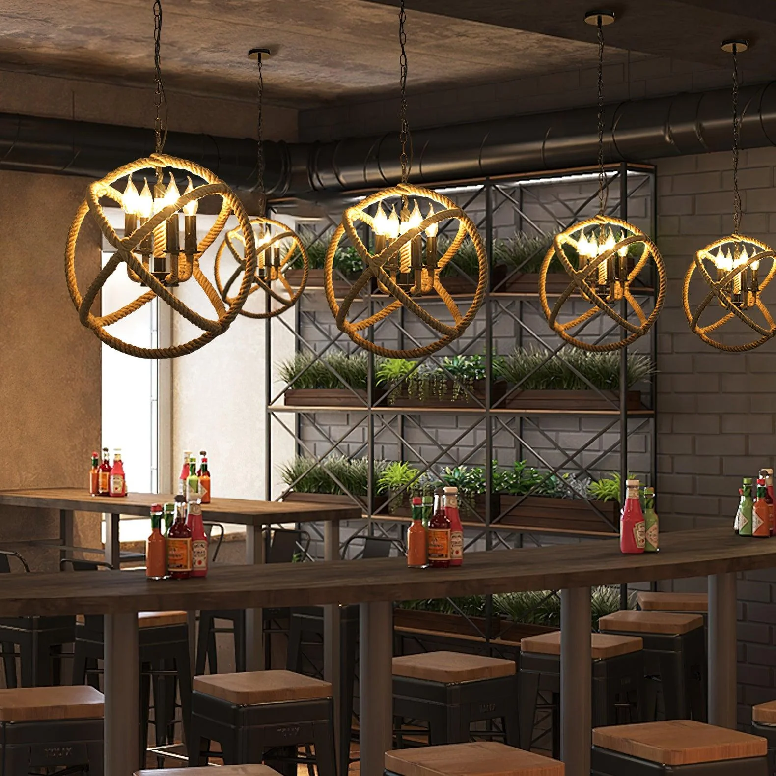 Evliran Retro Hemp Rope Interesting Pendant Light - Image 44