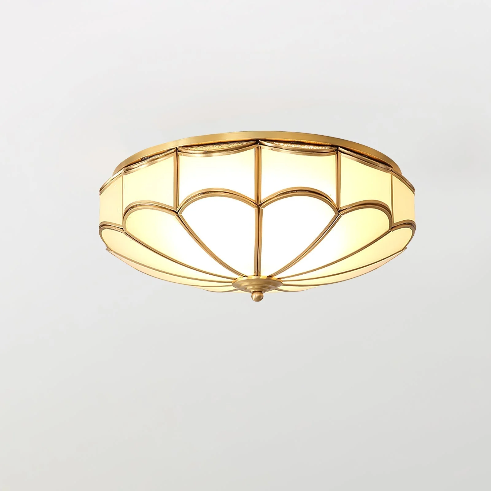 Evmarara Elegance Brass Glass Flush Ceiling Light - Image 10