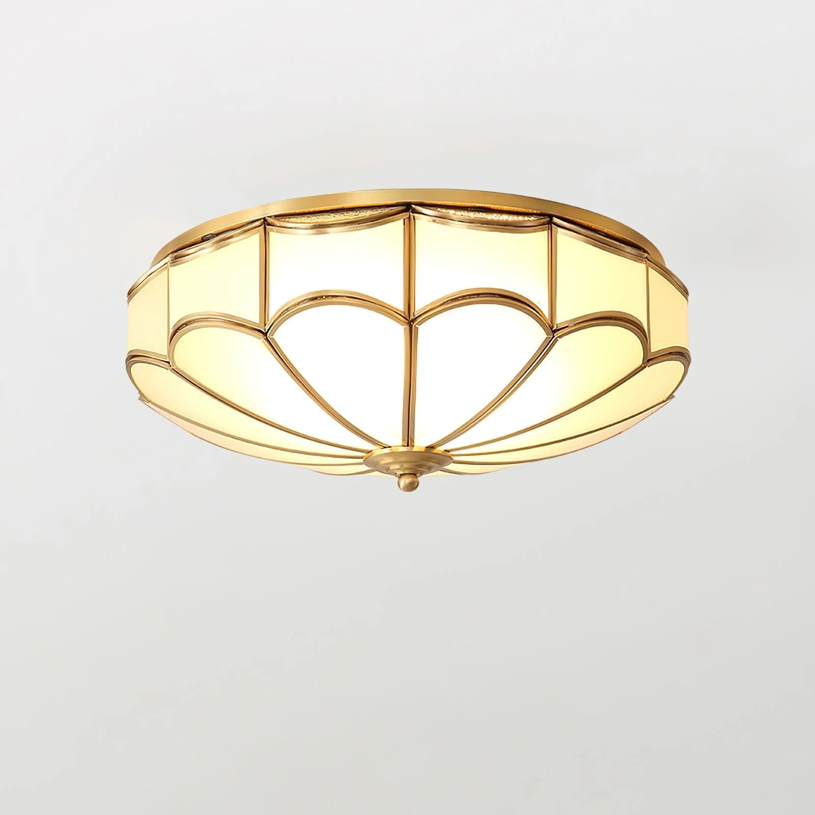 Evmarara Elegance Brass Glass Flush Ceiling Light - Image 2