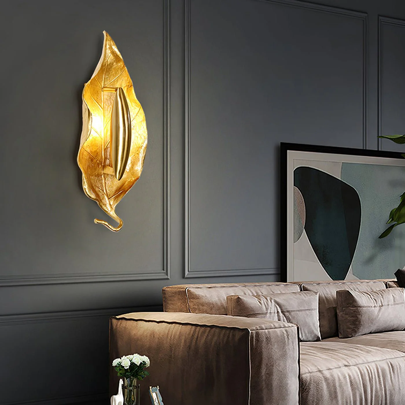 Evraee Nordic Art Leaf Brass Wall Lamp - Image 32