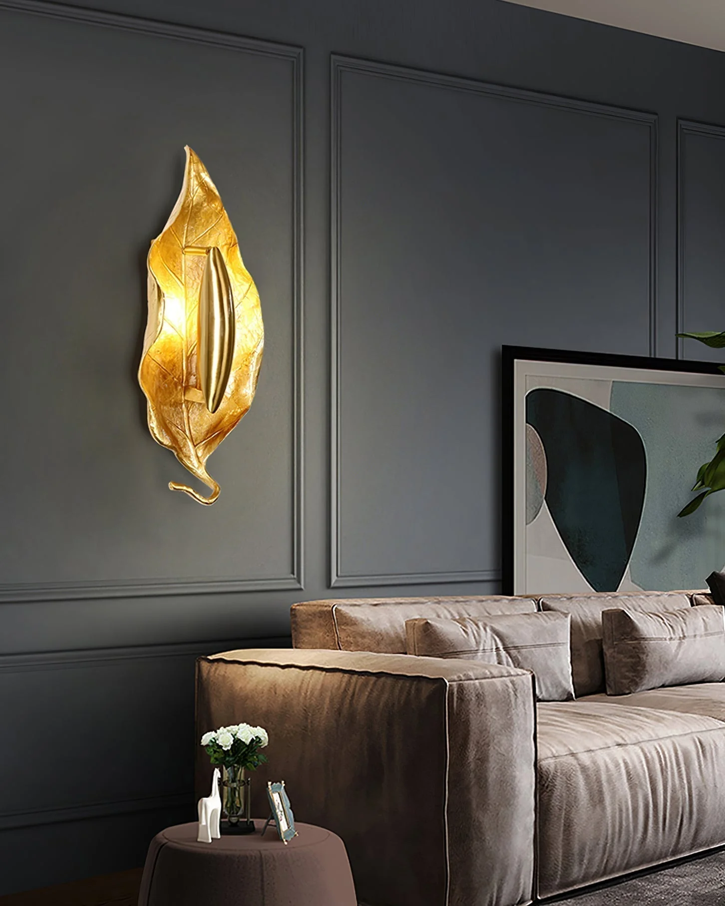 Evraee Nordic Art Leaf Brass Wall Lamp - Image 9