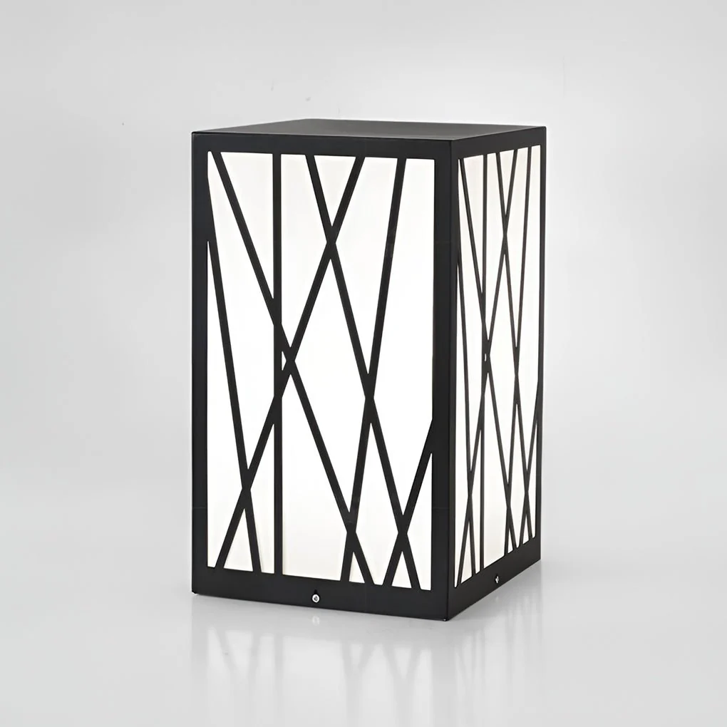 Ezra Square Solar LED Bollard Linear Steel Outdoor Lights - Image 10