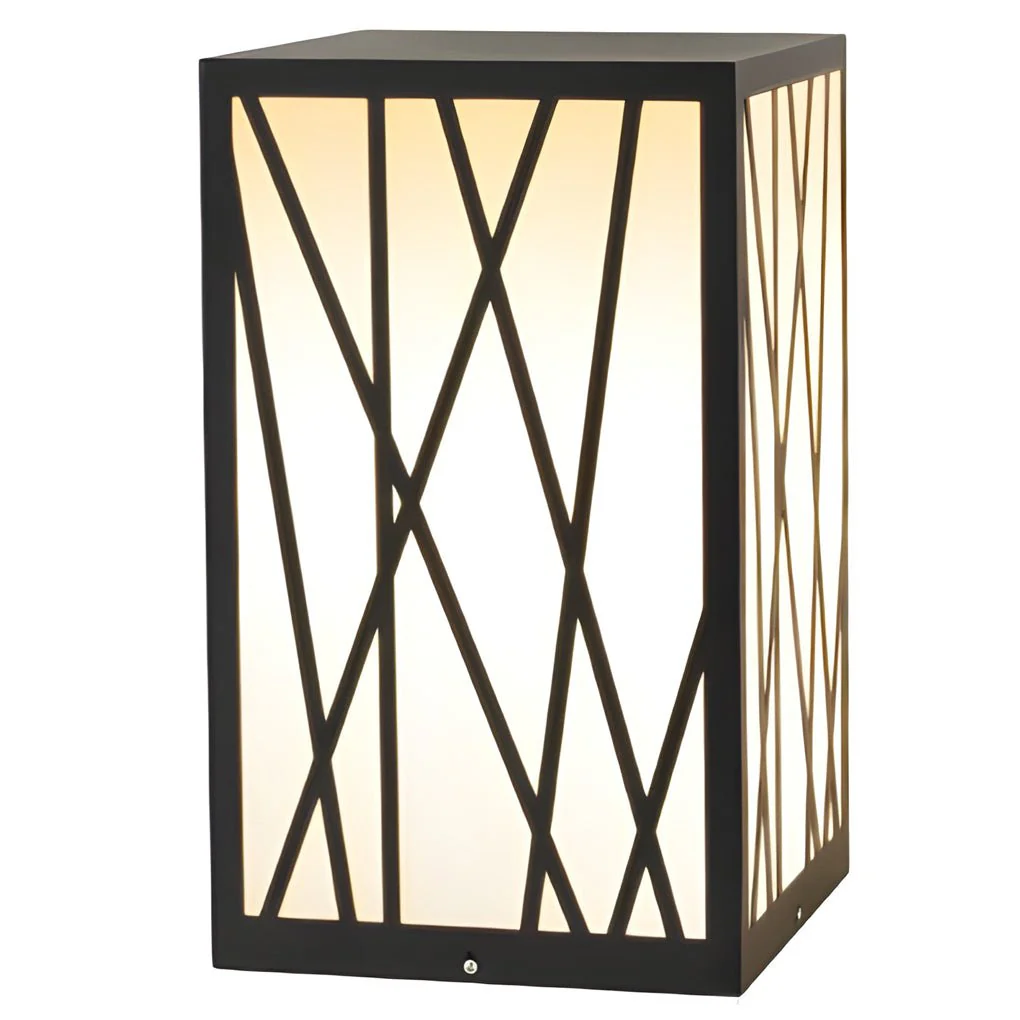 Ezra Square Solar LED Bollard Linear Steel Outdoor Lights - Image 2