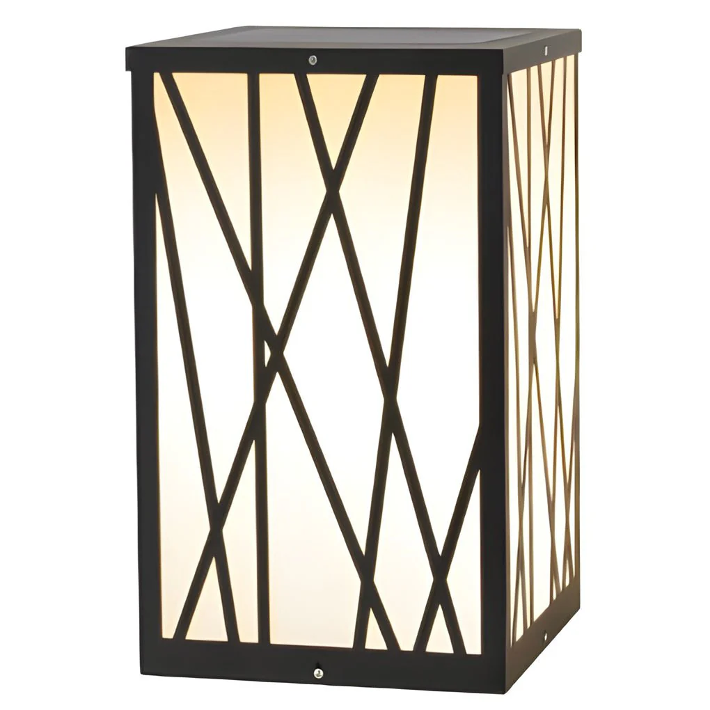 Ezra Square Solar LED Bollard Linear Steel Outdoor Lights - Image 3